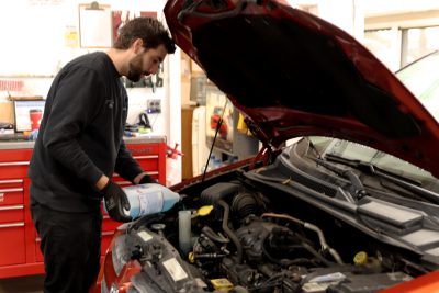 Vehicle mechanic service work in action at Bridgeview Motors in St. Thomas Ontario.