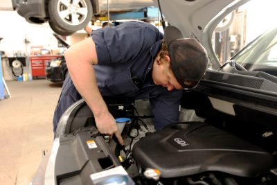 Vehicle mechanic service work in action at Bridgeview Motors in St. Thomas Ontario.