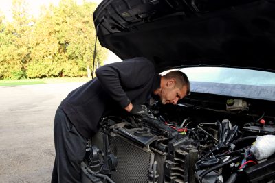 Vehicle mechanic service work in action at Bridgeview Motors in St. Thomas Ontario.