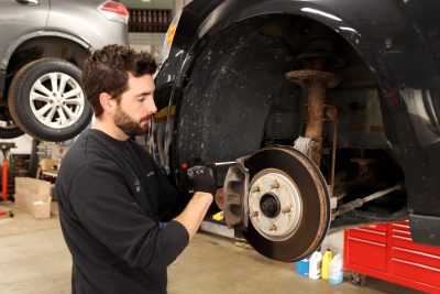 Vehicle mechanic service work in action at Bridgeview Motors in St. Thomas Ontario.