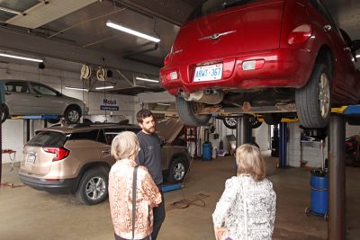 Vehicle mechanic service work in action at Bridgeview Motors in St. Thomas Ontario.